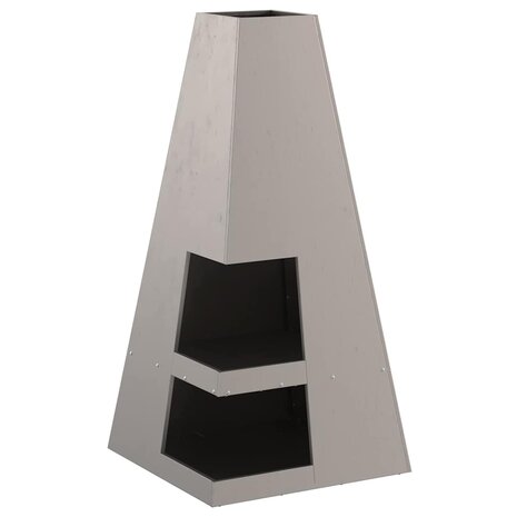 Vuurkorf met Houtopslag 50 x 50 x 100 cm - Verouderd Staal 3