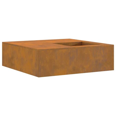 Vuurkorf met Houtopslag 100x100x30 cm Weerbestendig Staal 6
