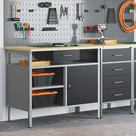 Werkbank met vergrendelbare deur 100x55x85 cm staal zwart 1