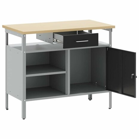 Werkbank met vergrendelbare deur 100x55x85 cm staal zwart 4