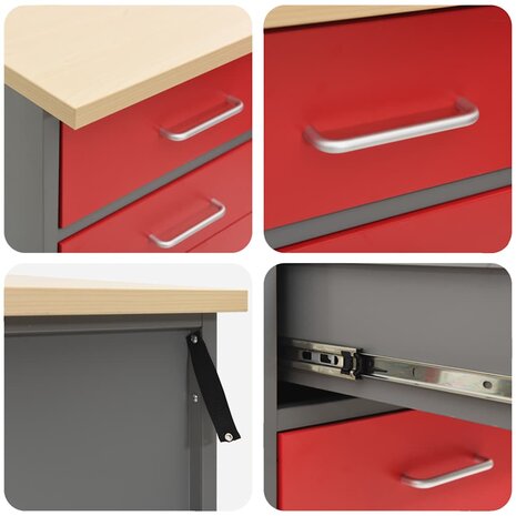 Werkbank 50x55x85 cm staal rood 7