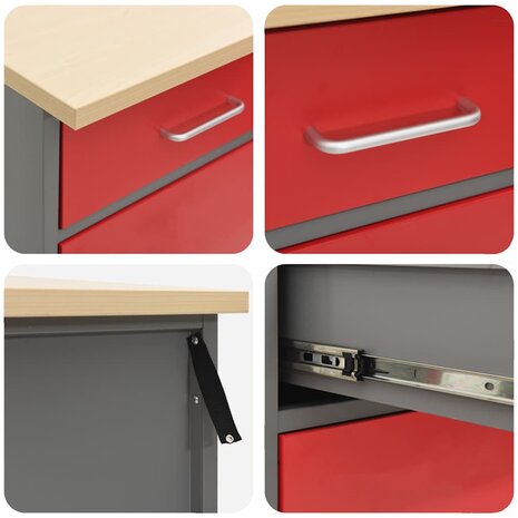 Werkbank 50x55x84 cm staal rood 7