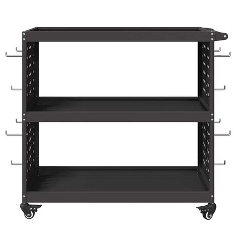 Gereedschapswagen met plank met wiel met opslag Zwart 75 x 35 x 73 cm Metaal 4