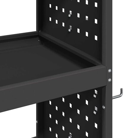Gereedschapswagen met plank met wiel met opslag Zwart 75 x 35 x 73 cm Metaal 7