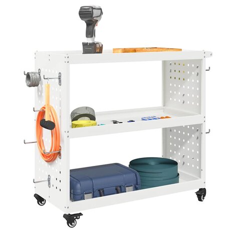 Gereedschapswagen Wit 75 x 35 x 73 cm Poedergecoat staal 2