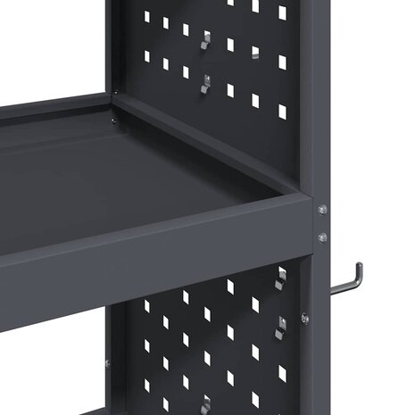 Gereedschapswagen met plank met wiel met opslag Antraciet 75 x 35 x 73 cm Metaal 7