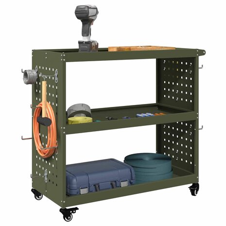 Gereedschapswagen Olijfgroen 75 x 35 x 73 cm Poedergecoat staal 2