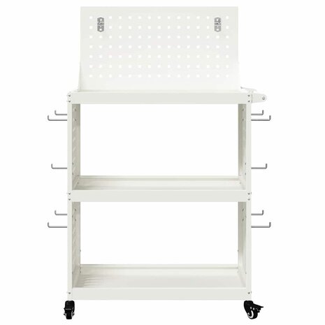 Gereedschapswagen met plank met wiel met opslag Wit 65 x 35 x 111 cm Metaal 4