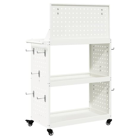 Gereedschapswagen met plank met wiel met opslag Wit 65 x 35 x 111 cm Metaal 6