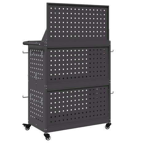Gereedschapswagen Zwart 65 x 35 x 111 cm Poedergecoat staal 6