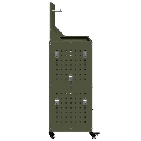 Gereedschapswagen met plank met wiel met opslag Olijfgroen 65 x 35 x 111 cm Metaal 5