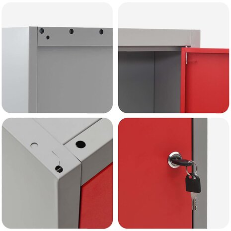 Gereedschapskast wandgemonteerd 50x20x55 cm staal rood 8