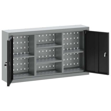 Gereedschapskast wandmontage pegboard 100x20x55 cm staal zwart 4