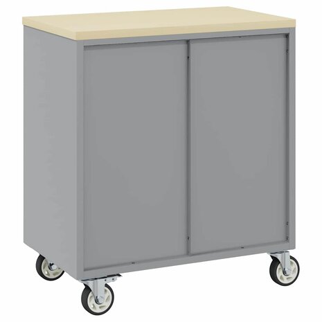 Gereedschapskast met wielen en slot 75x45x85 cm staal zwart 4
