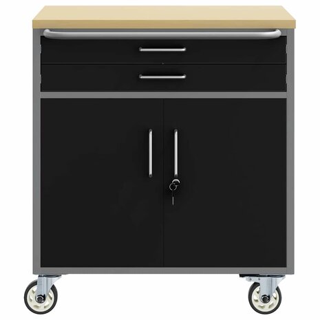 Gereedschapskast met wielen en slot 75x45x85 cm staal zwart 5