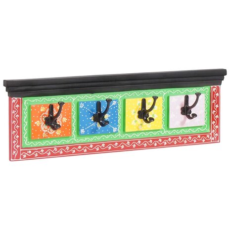 Wandkapstok met 4 Haken 80x25x2 cm Massief Mango & Samengesteld Hout 3