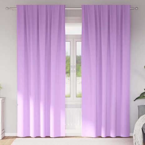 Gordijnen met gordijnen 2 pcs Paars 245 x 140 cm Polyester 1
