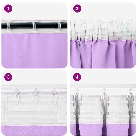 Gordijnen met gordijnen 2 pcs Paars 245 x 140 cm Polyester 5