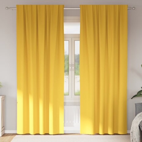 Gordijnen 2 pcs Mosterdgeel 245 x 140 cm Polyester 1