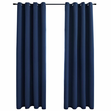 Gordijn verduisterend met metalen ringen 2 st 140x245 cm blauw 2