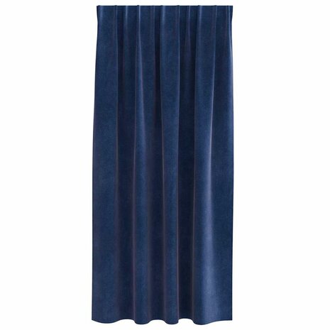 Gordijnen 2 st verduisterend met bovenband fluweel donkerblauw 2