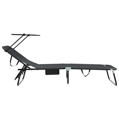 Vouwbaar Ligbed met Luifel Zwart 600D Oxford Stof 4