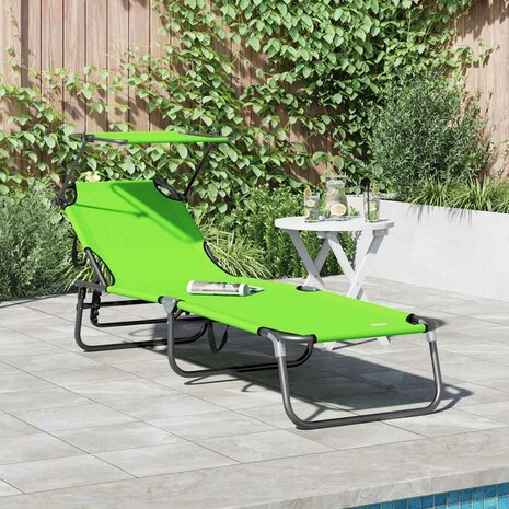 Opvouwbaar Ligbed met Luifel Groen 600D Oxford Stof 1