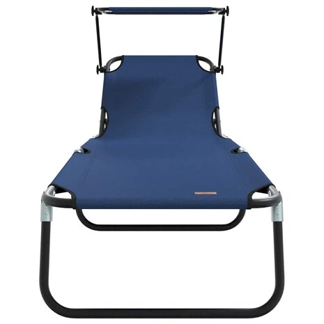 Vouwbare Ligbedden 2 stuks met Luifel Blauw 600D Oxford Stof 4