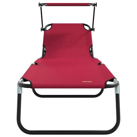 Vouwbare Ligbedden 2 stuks met Luifel Rood 600D Oxford Stof 4