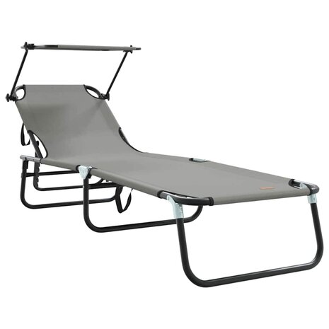 Opvouwbare Ligbedden 2 stuks met Luifel Grijs 600D Oxford Stof 3