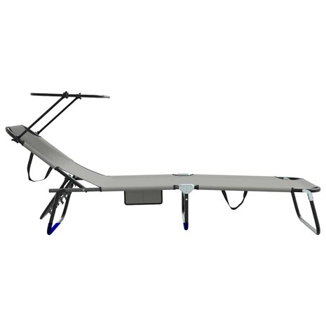 Opvouwbare Ligbedden 2 stuks met Luifel Grijs 600D Oxford Stof 5