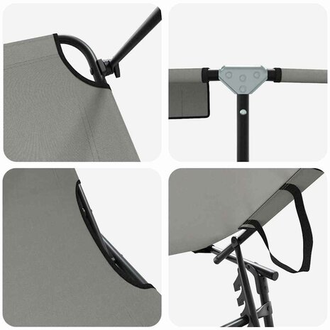 Opvouwbare Ligbedden 2 stuks met Luifel Grijs 600D Oxford Stof 7