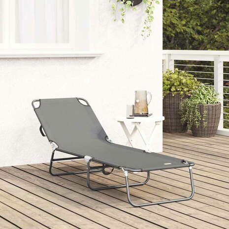 Vouwbaar Ligbed Draagbaar Grijs 600D Oxford Stof 2