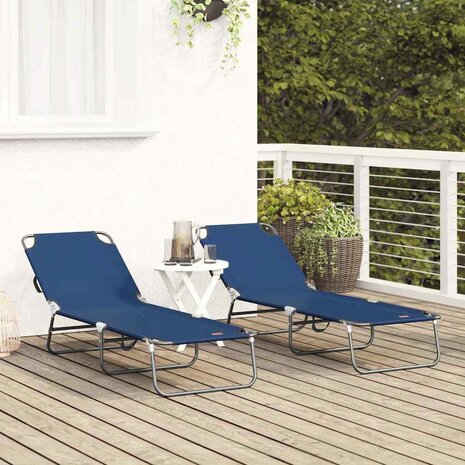 Vouwbare Ligbed 2 stuks Draagbaar Blauw 600D Oxford Stof 2