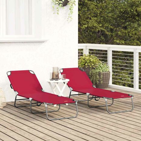 Opvouwbare Ligbedden 2 stuks Draagbaar Rood 600D Oxford Stof 2