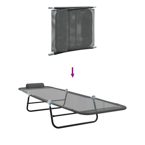 Inklapbare zon ligstoelen 2 stuks met hoofdkussen grijze Textilene 8