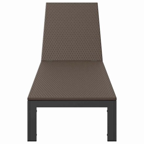 Ligbed met wielen poly rattan bruin 3