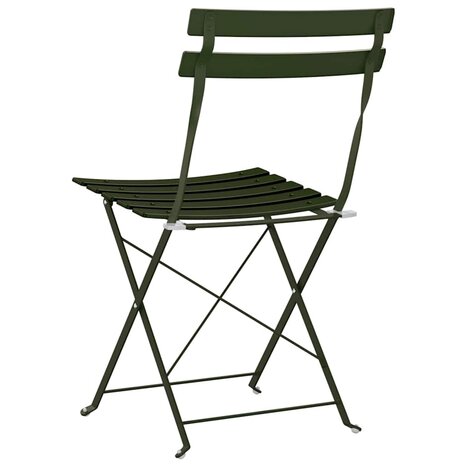 Tuinstoelen 2 st inklapbaar staal donkergroen 6