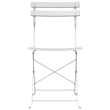 Tuinstoelen 2 st inklapbaar staal wit 4