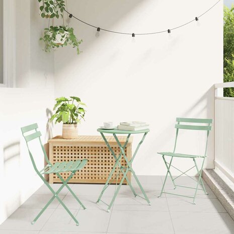 Tuinstoelen 2 st inklapbaar staal lichtmint 1