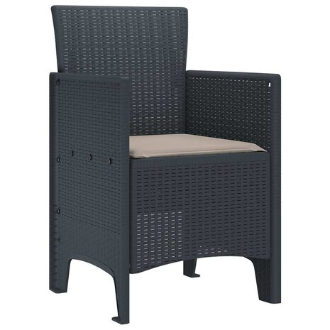Tuinstoelen 2 st met kussens poly rattan antraciet 3