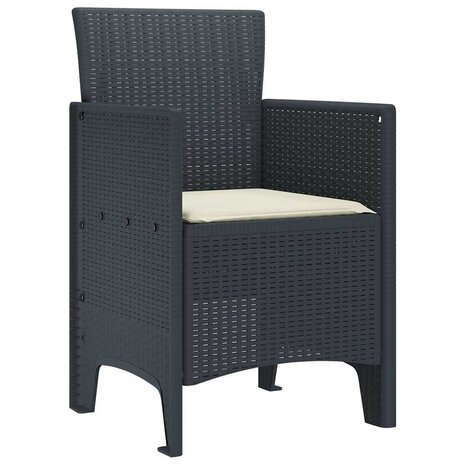 Tuinstoelen 2 st met kussens poly rattan antraciet 3