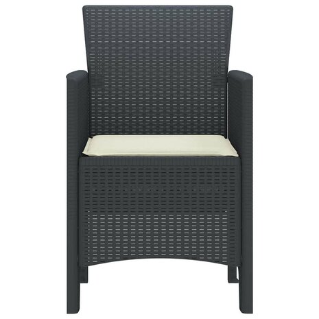 Tuinstoelen 2 st met kussens poly rattan antraciet 5