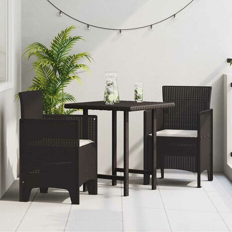 Tuinstoelen 2 st met kussens poly rattan bruin 1