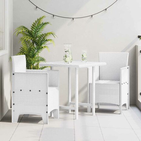Tuinstoelen 2 st met kussens poly rattan wit 1