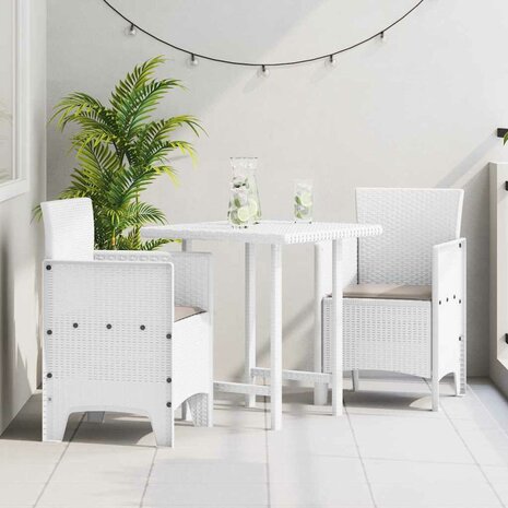 Tuinstoelen 2 st met kussens poly rattan wit 1