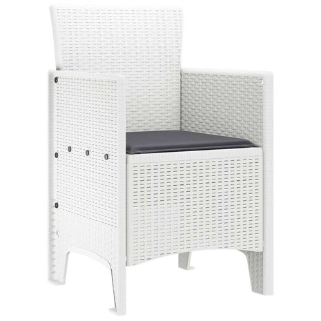 Tuinstoelen 2 st met kussens poly rattan wit 3