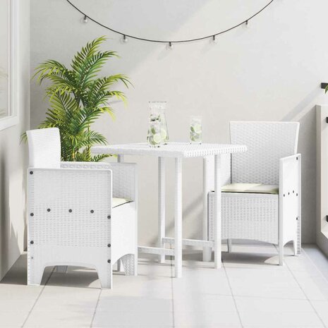 Tuinstoelen 2 st met kussens poly rattan wit 1
