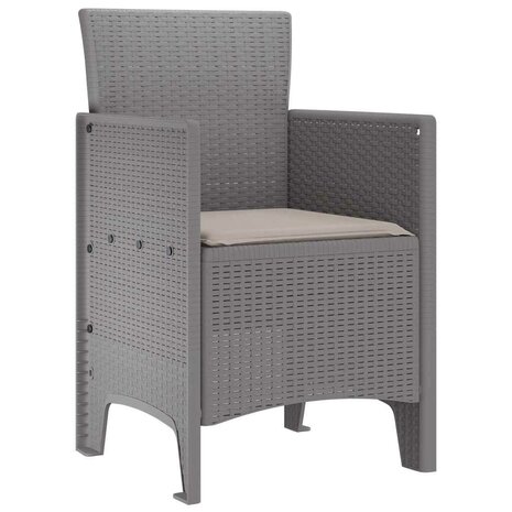 Tuinstoelen 2 st met kussens poly rattan lichtgrijs 3