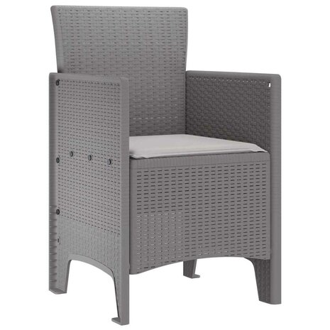 Tuinstoelen 2 st met kussens poly rattan lichtgrijs 3